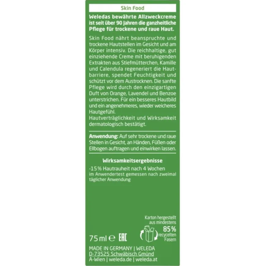 Huidvoeding, Intensieve verzorgingscrème voor gezicht en lichaam, voor droge, ruwe en schrale huid