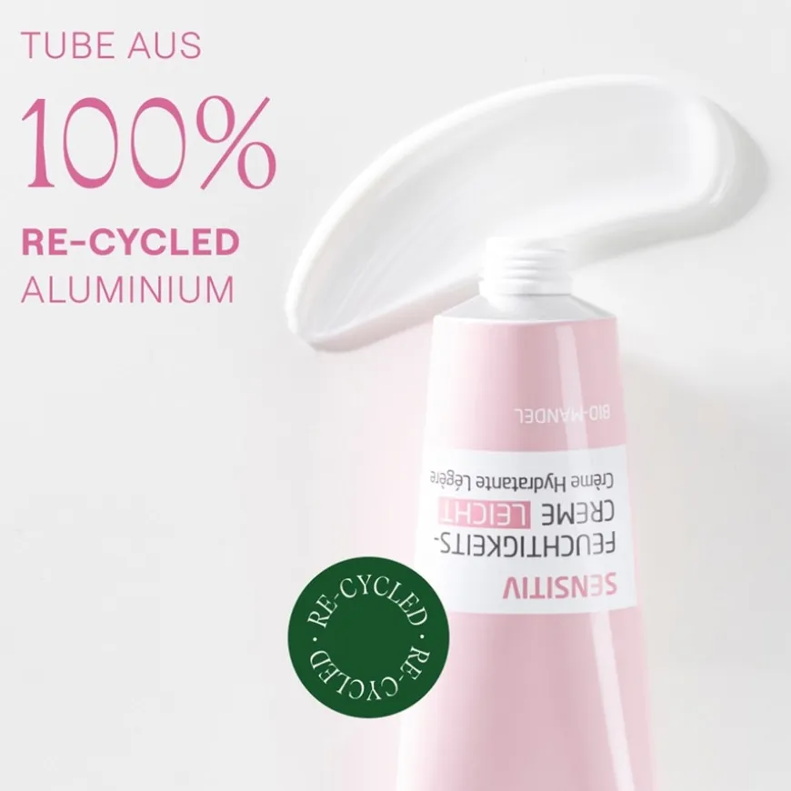 Hydraterende Gevoelige Crème Licht Amandel, Geurvrij met biologische amandelolie voor de gevoelige gemengde huid