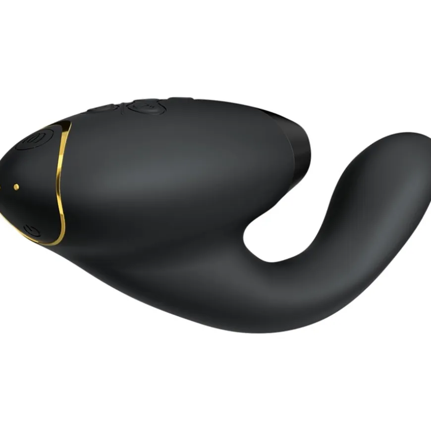 Luxe dubbele stimulator met Pleasure Air-technologie voor de clitoris en vibratie voor de G-Spot, Zwart