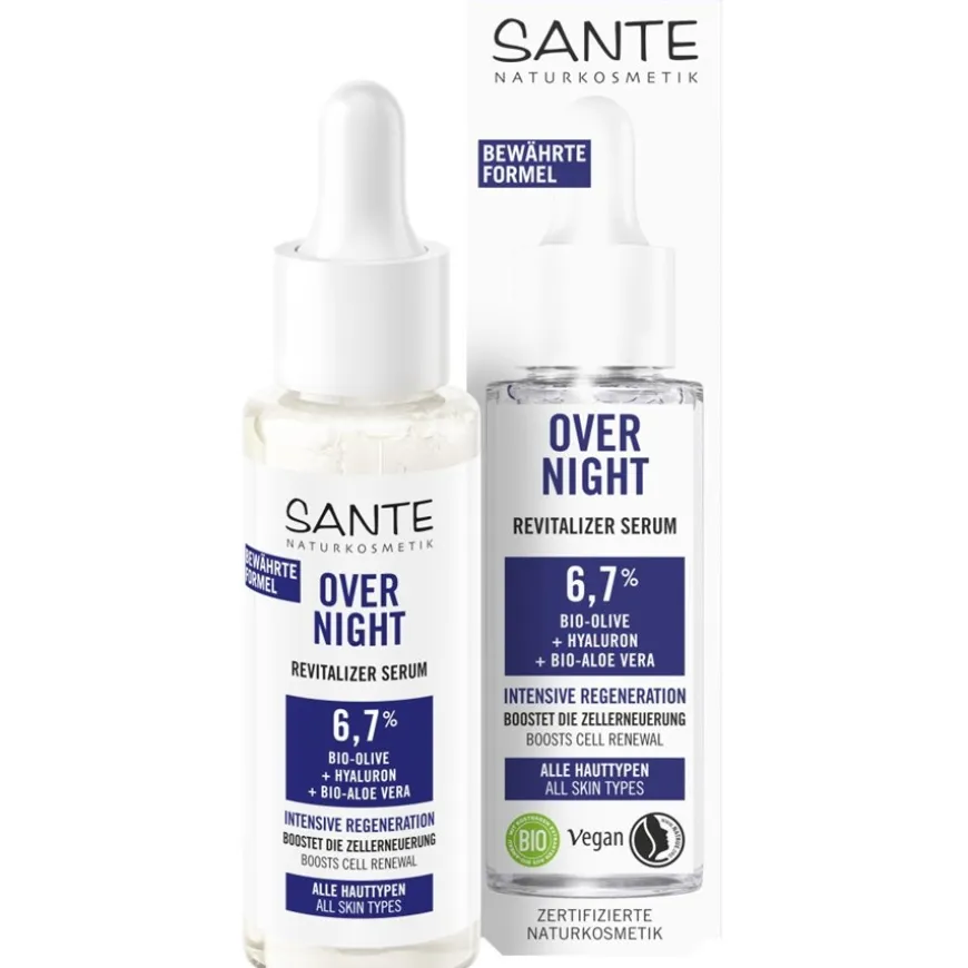 Overnight Revitaliser Serum met organische olijf, hyaluronzuur & organische aloë vera
