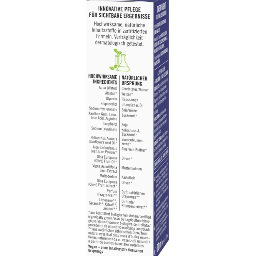 Overnight Revitaliser Serum met organische olijf, hyaluronzuur & organische aloë vera