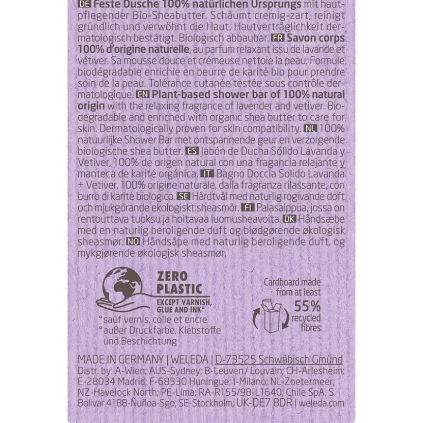 Shower Bar Solid Doucheverzorging Lavendel + Vetiver, Aromatische, ontspannende geur