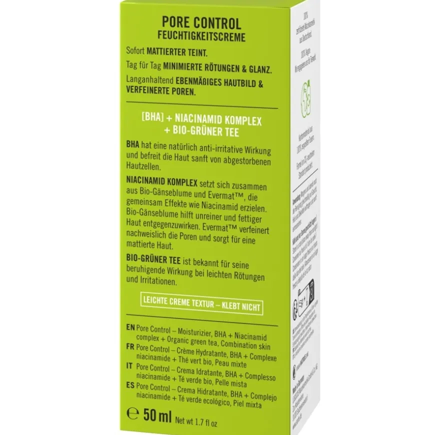 Vochtinbrengende crème tegen poriën met BHA, niacinamide complex & organische groene thee