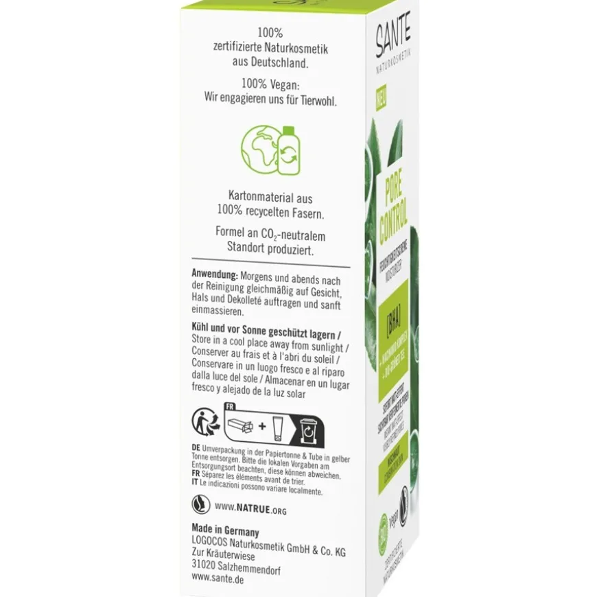 Vochtinbrengende crème tegen poriën met BHA, niacinamide complex & organische groene thee