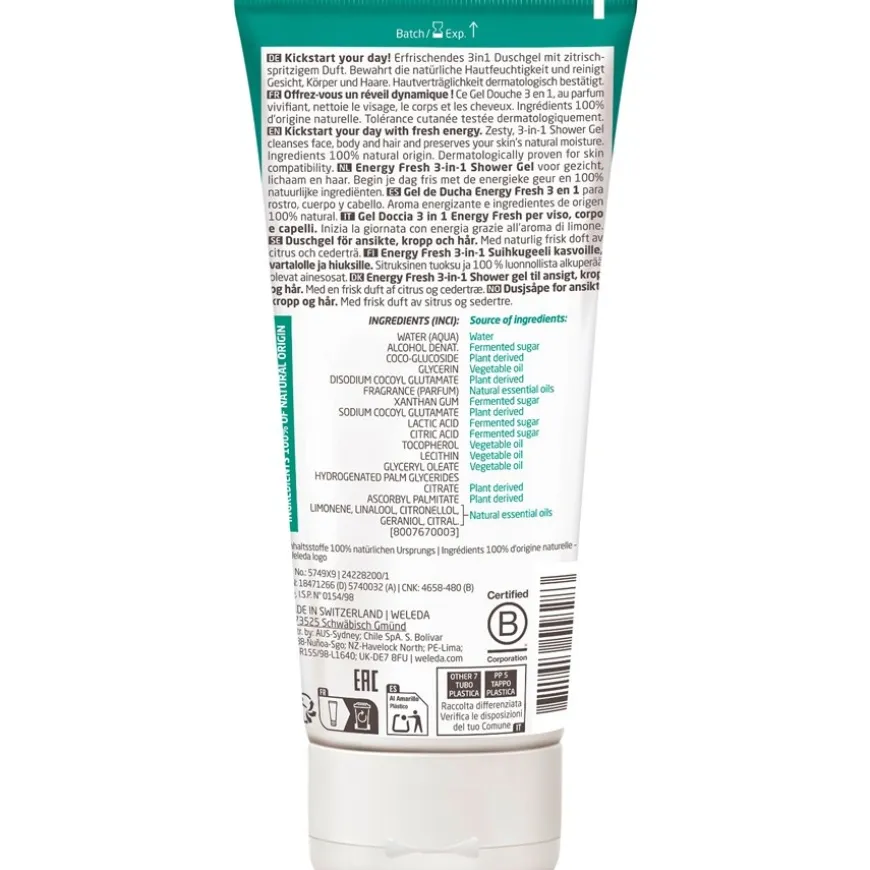 Voor mannen Energy Fris 3in1 Douchegel, Citrusachtige, pittige geur